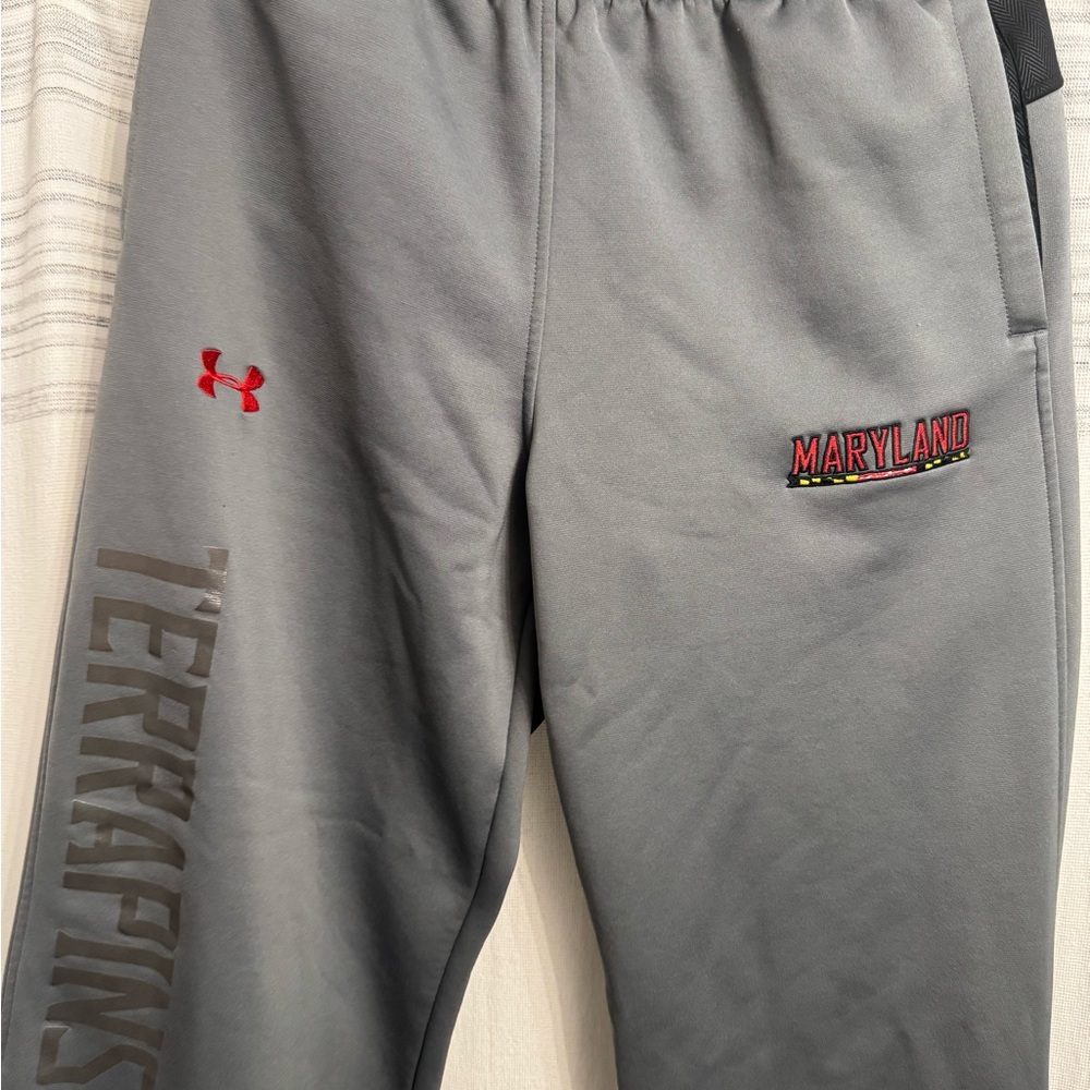 Under Armour Mens Gray and Red Maryland Sweatpants